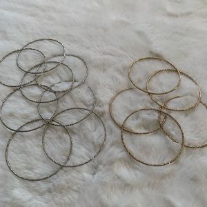 Beautiful set of 15 bracelets, 5 gold, 10 silver.